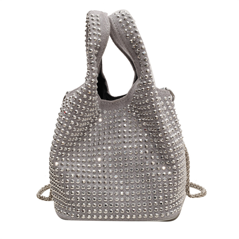 Bolso popular de este año para mujeres 2026 nuevo diseño coreano bolso de mano con diamantes de hombro bolso de cubo bolso de cadena image 9