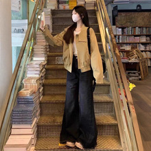 卡其色短款工装外套女秋季2025年新款韩系立领棒球服宽松夹克上衣