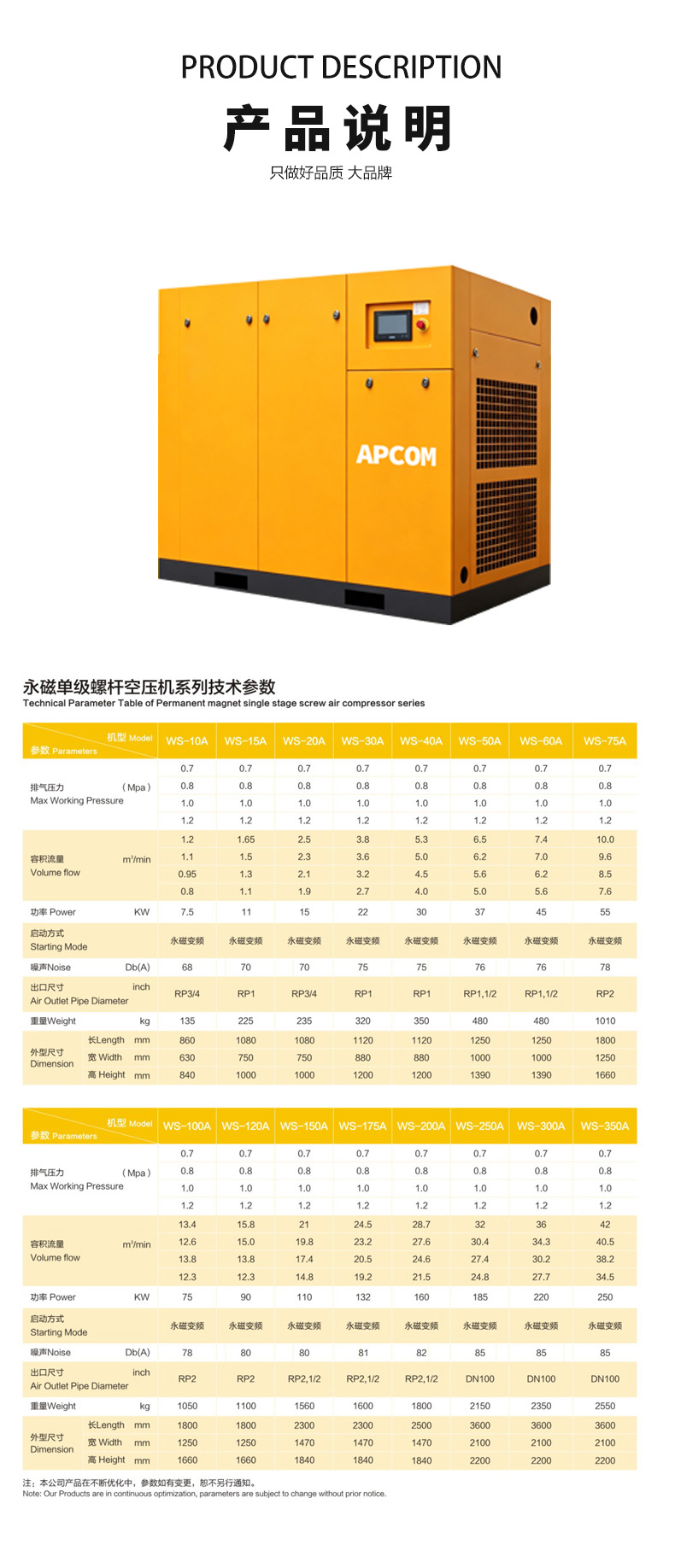 Permanent Magnet Variable Frequency 15Kw Screw Air Compressor 10Pas Small Industrial Grade 22Kw Air Pump Air Compressor