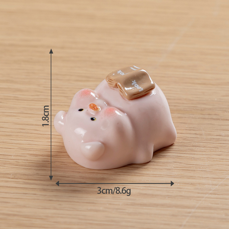 卡通粉色呆萌叠叠乐小猪公仔萌粒 树脂diy饰品配件车载桌面小摆件|undefined