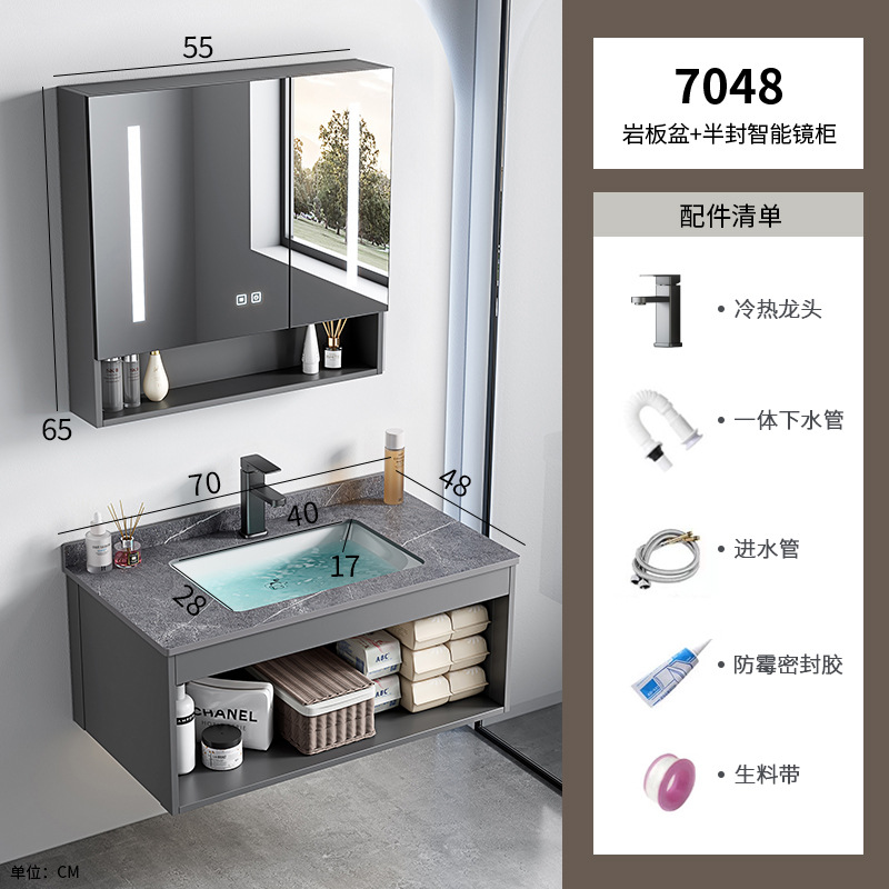 Casa de alquiler lavabo de pared gabinete combinación lavabo pequeño apartamento baño lavabo de cerámica cuenca integrada