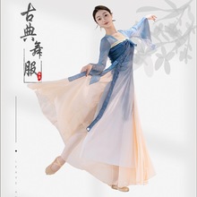 古典舞舞蹈服女汉唐齐胸飘带身韵飘逸长款纱衣中国舞演出服装氨纶