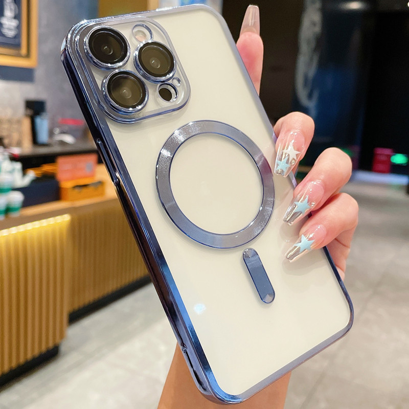 Funda para teléfono iphone16promax 16 transparente 16plus magnético Apple 15 patrón de CD suave 14 nicho 13