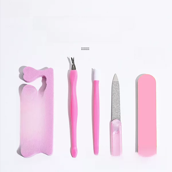 1000 Sets of Free Shipping 5-Piece Nail Polishing Tool Set with Finger Separator, File, Nail File, Nail Polishing Set