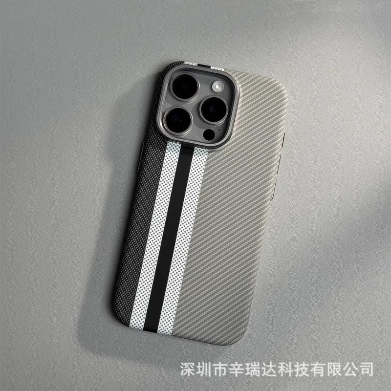 iPhone17ProMax用ケブラーパターン磁気吸着ハードケース16カーボンファイバーパターン耐衝撃保護ケース|undefined