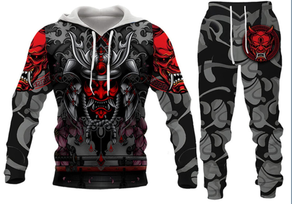 2024 Traje de suéter con capucha con estampado 3D de lobo nuevo transfronterizo Primavera y otoño Fábrica de suéter con capucha para hombre europeo y americano al por mayor