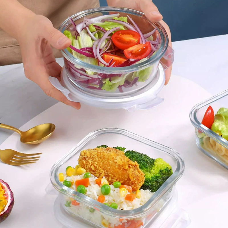 Стеклянная микроволновая ланч-бокс с 3-гэино Bento, высокий боросиликат, многоразовый, контейнер для хранения еды