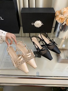 Low-heeled with skirt covered toe sandals fairy shoes 2025 summer new mesh breathable thin heel empty square toe shoes