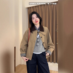 Benview【实体专供】25年小禾女装秋季新款双色巴恩风高密斜纹棉