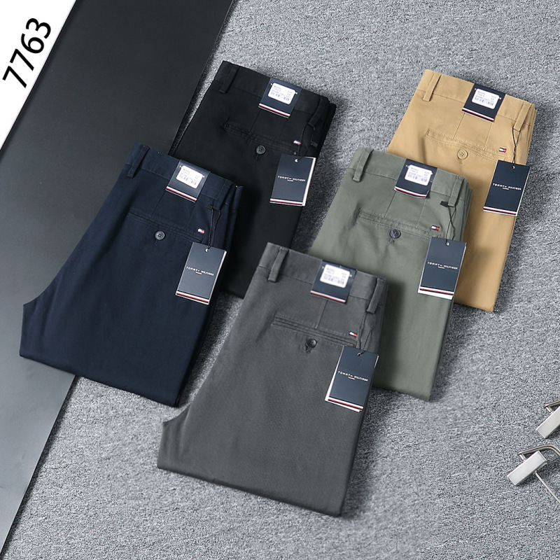 Spring and Autumn Style, All-Season Cotton Stretch Men's Casual Pants, Straight-Leg Business Elastic Large-Size Fashionable Men's Trousers, Dropshipping, No Ironing Needed