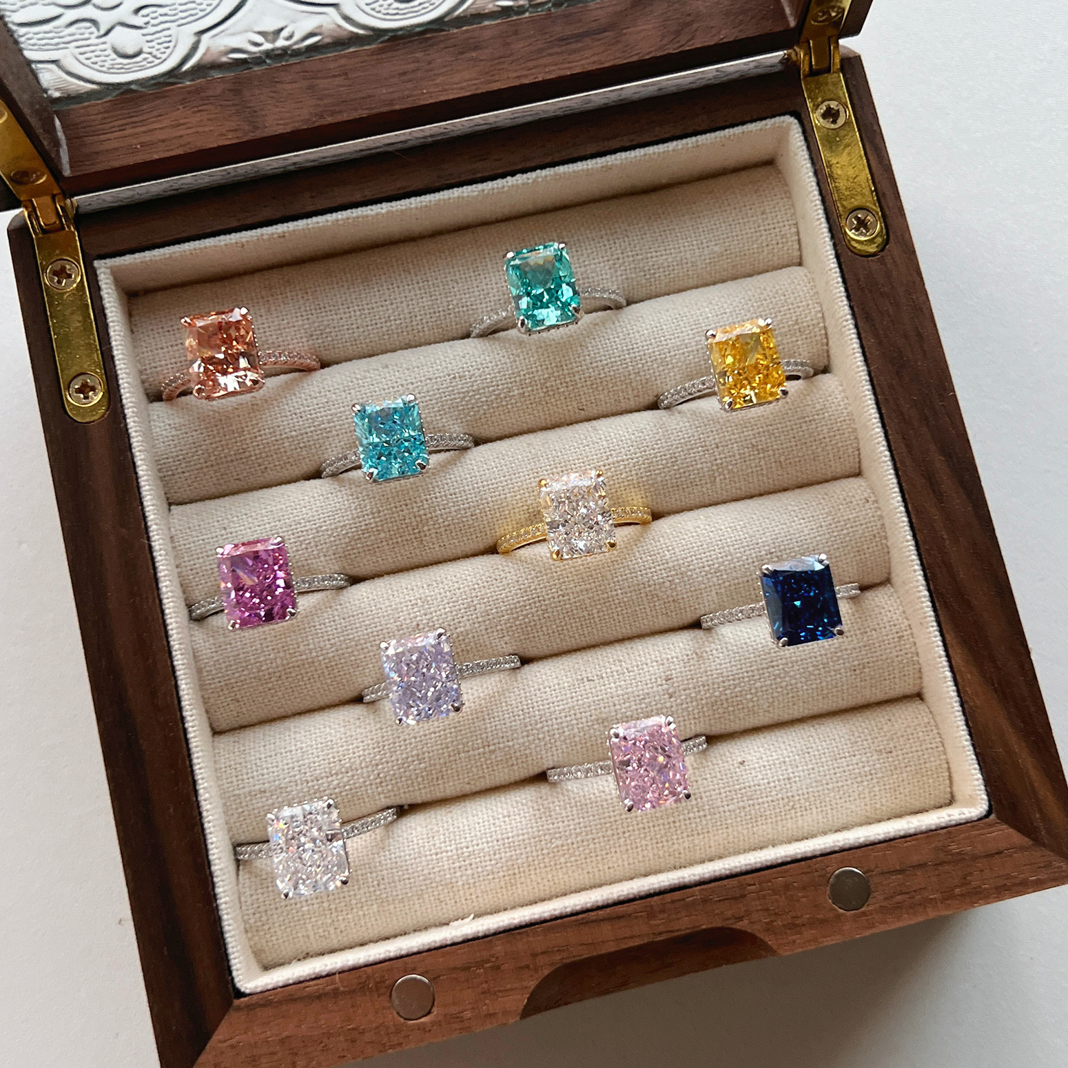 10g Weight Zircon Inlay Material Rings Classification 6, 9 Ring Size 1 Piece Quantity Holiday, Daily Occasion 925 Sterling Silver Material Geometric Pattern Women's Gender Plating Design Elegant, Luxurious, Simple Style Style 925 Sterling Silver Zircon Geometric Rings 2