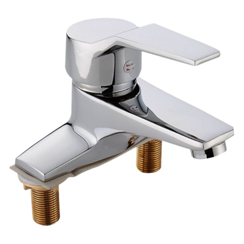 Cuarto de baño de doble orificio de tres orificios de dos articulaciones grifo de lavabo de pedestal antiguo grifo de lavabo caliente y frío lavabo boquilla de agua