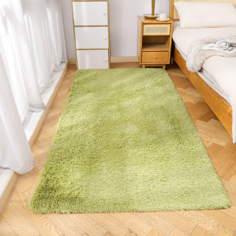 Fábrica al por mayor de lana larga alfombra tie-dyed degradado de color engrosada alfombra de cifrado sala de estar dormitorio mesita de noche alfombra manta de noche
