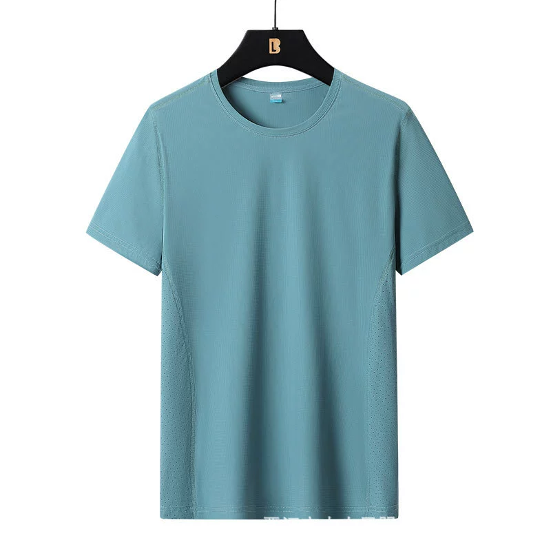 Summer thin quick dry silk breathable short elastic short sleeve T-shirt, loose fit