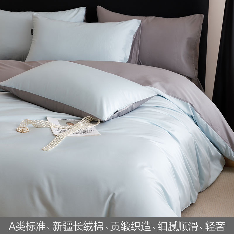 High-end 100S Xinjiang algodón cama de lana larga cuatro piezas de algodón sábanas cubierta cama