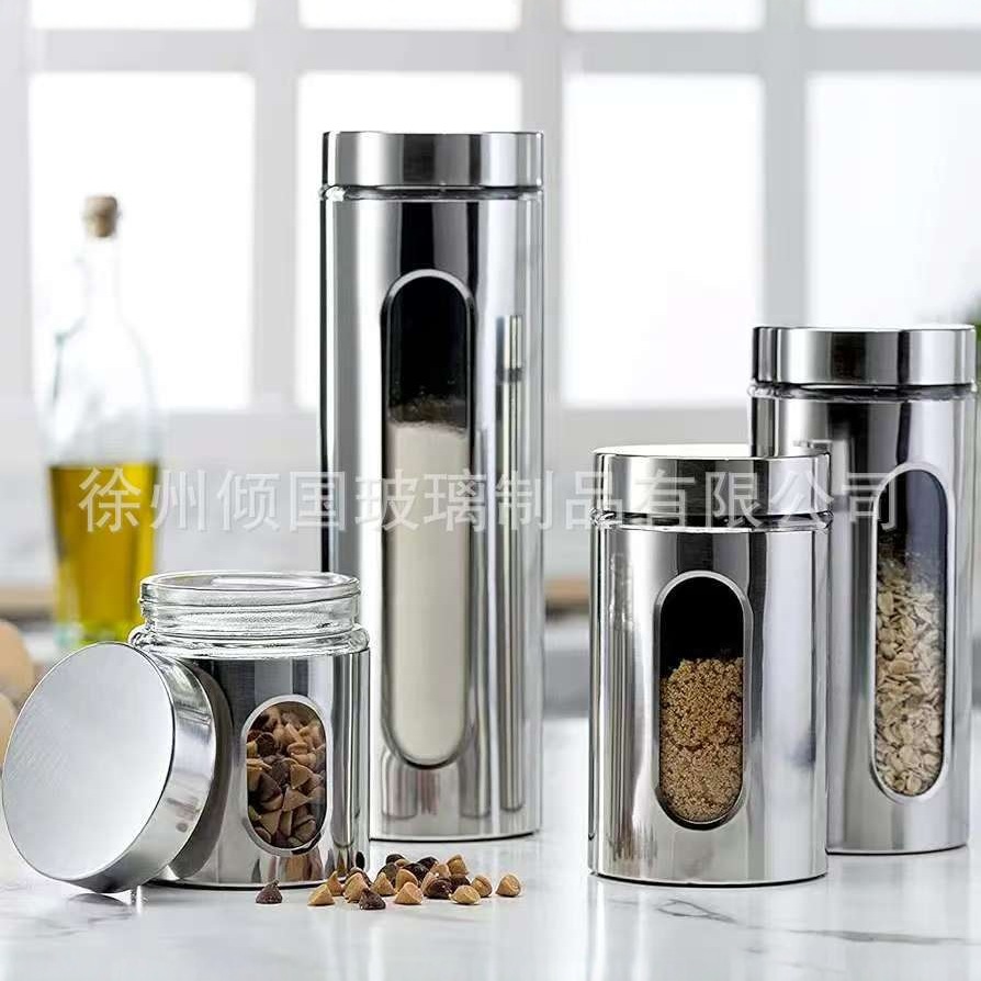 Cross-Border Popular Kitchen Sealed Stainless Steel Storage Jars in Various Sizes for Noodles, Coffee Beans, Grains, and Cereals