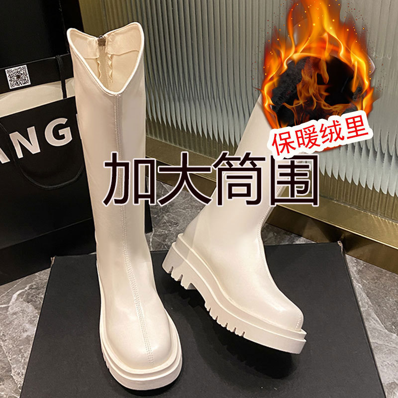 中筒高筒靴骑士靴小个子超火长靴2025秋冬新款加绒马丁靴女长筒靴|undefined
