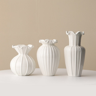 European-Style Ceramic Vase Ornament for Hydroponic Flowers and Lucky Bamboo, Suitable for Dining Room and Living Room Tabletop Decoration, Ins-Style