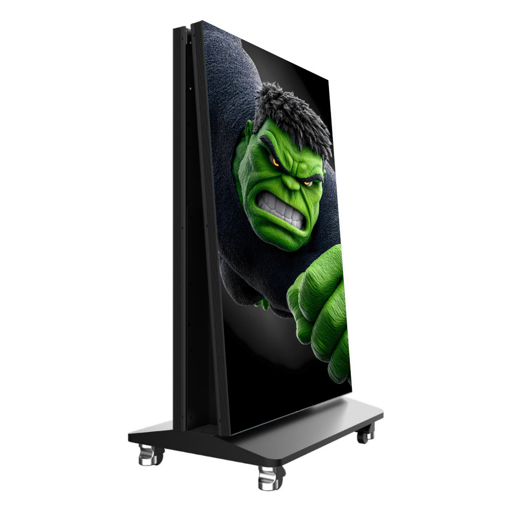 Pantalla de cartel LED interior HD plegable de doble cara máquina de publicidad móvil empalme pantalla espejo cartel publicitario electrónico image 6