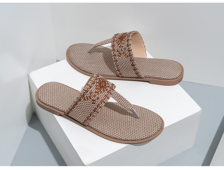 Cfxxy-149 žabky zahraničního obchodu, módní výšivky, pantofle, dámské pantofle, plážové lněné sandály, dámské boty_voghion.com