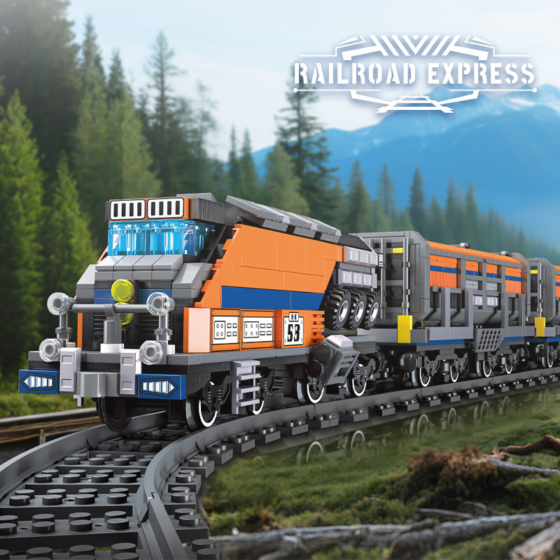 Jiexing 59096 Railway Express Is Compatible with Lego Train Kidsren's Educational Assembled Building Blocks Small Particle Toys Cross-Border