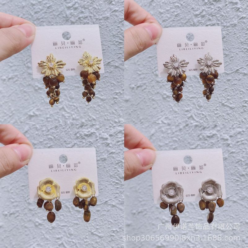 丽银/丽贝丽影复古豹纹耳环秋冬新款时尚几何虎眼石耳坠耳饰女|undefined