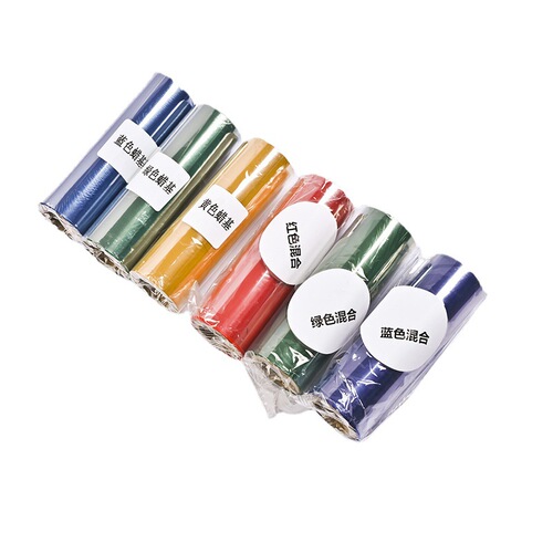 Colorful Carbon Tape Wax-Based Hybrid Full Resin Barcode Label Printing Ribbon Gold, Silver, Blue, and White Heat Transfer Ribbon