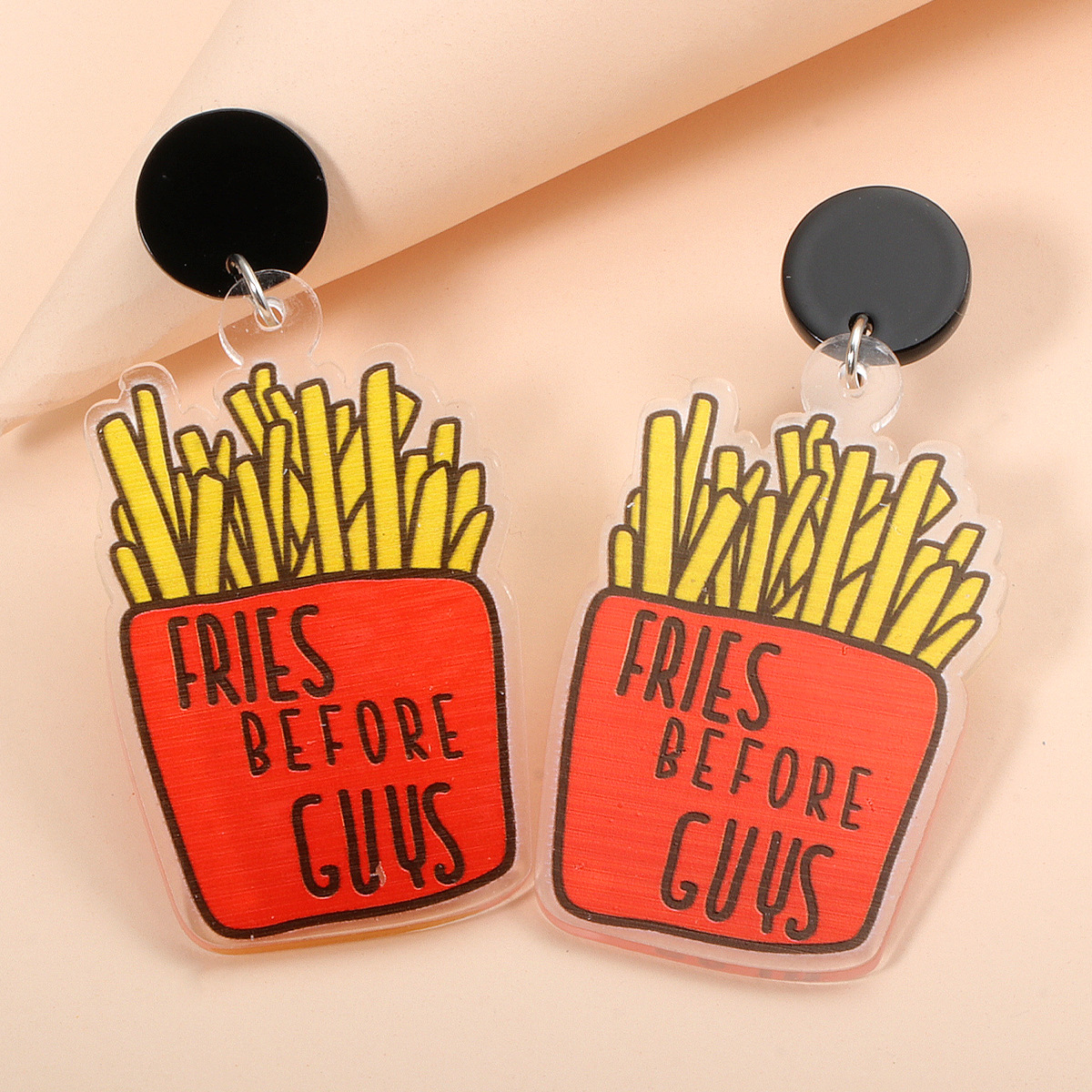 Acrylic French Fries Pendant Earrings display picture 3