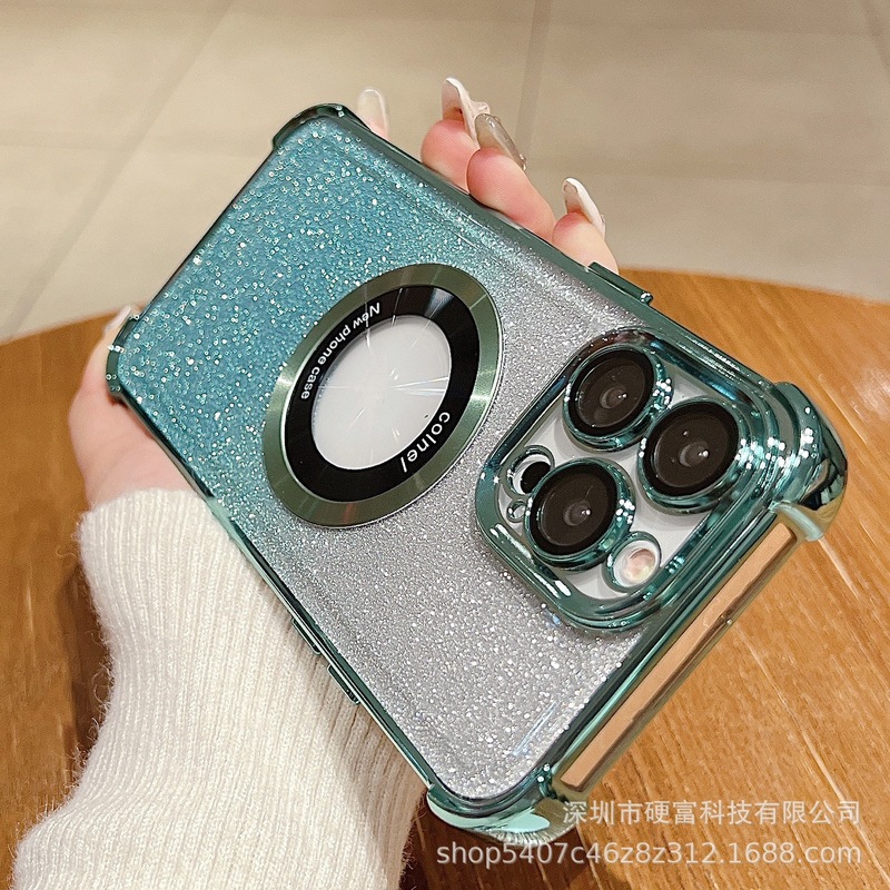 Iphone15promax携帯電話ケースアップル宇宙ケース四角転倒防止マグネットグラデーション拡大鏡14pr|undefined