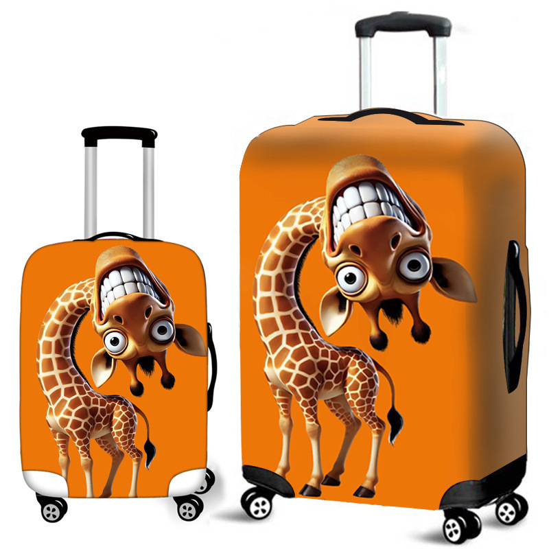 Funny Animal Giraffe Suitcase Cover Travel Luggage Dustproof Elastic Thickened Suitcase Protective Cover