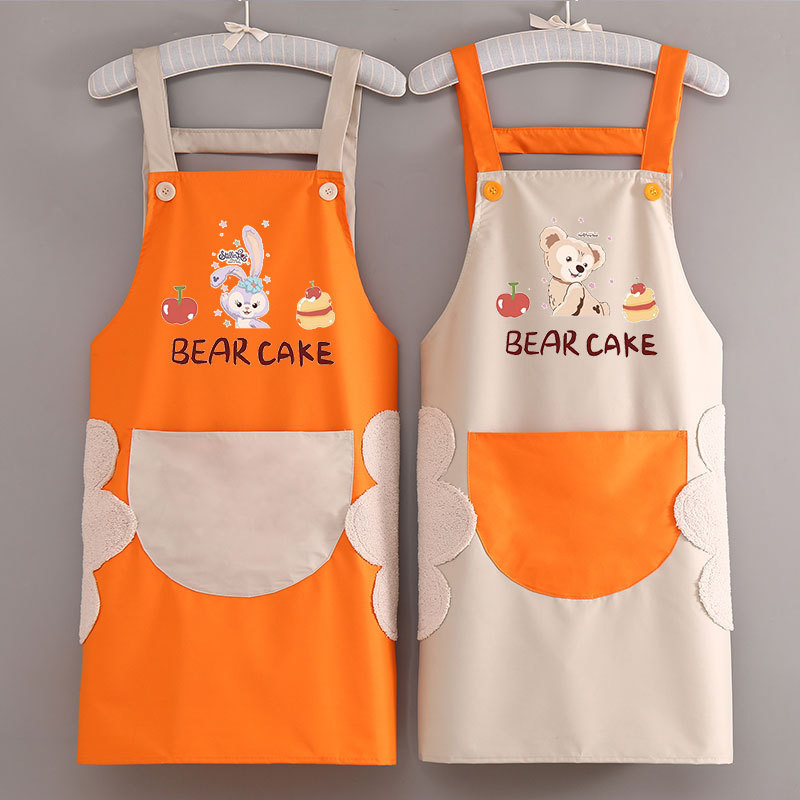 エプロンキッチン家庭用女性韓国版かわいいカップル防水防油料理ウエスト作業服印刷ロゴ印字|undefined