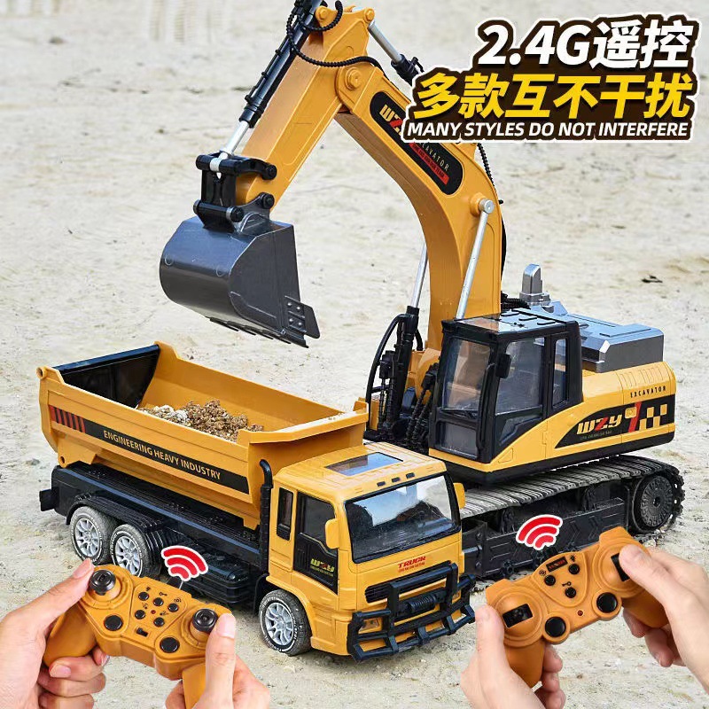 Coche de juguete de excavadora de control remoto de aleación transfronteriza Niños niño gran excavadora de coches de ingeniería excavadora de juguete inalámbrico