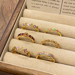 甜酷時尚個性琺瑯花朵撞色開口戒指女小眾洋氣疊戴百搭食指戒手飾