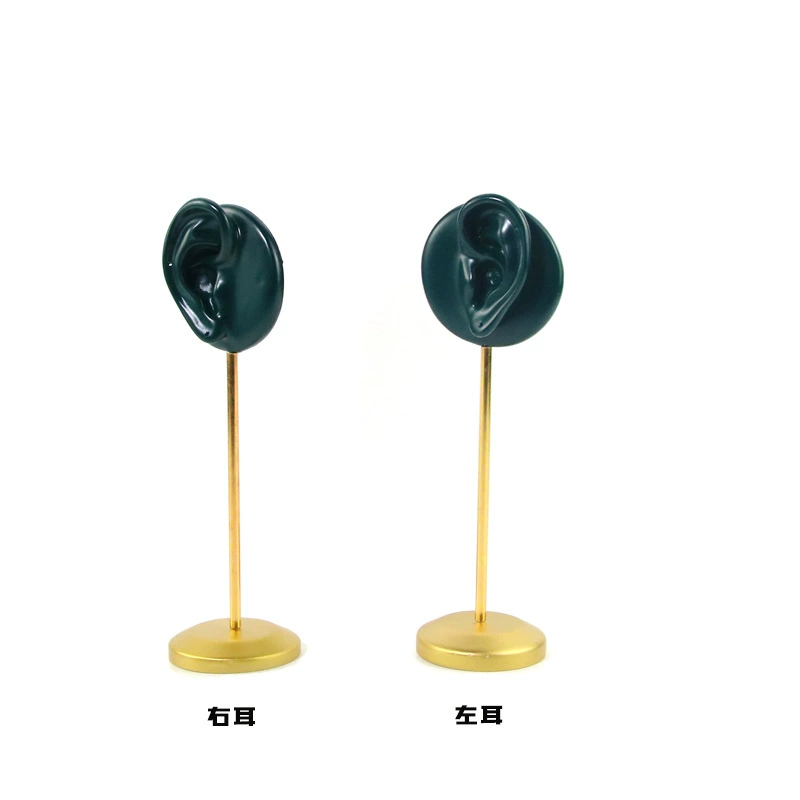 Metal green earrings, stand, accessory