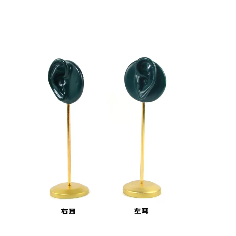 Metal green earrings, stand, accessory