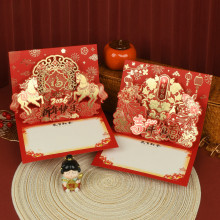 2026年新年贺卡金马贺岁3d立体马年元旦春节祝福礼物商务贺年卡片