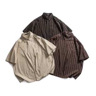 City Fanpin 2025 Summer New Day Fashion Retro Yarn-dyed Stripe Contrast Short Sleeve Shirt Casual Shirt