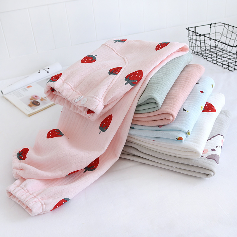 Air Layer Yuezi Pants Autumn and Winter Thickened Yuezi Pajama Pants Belly-supporting Neck and Foot-binding Soft Pregnant Women Pants