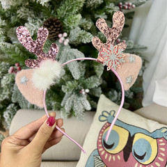 Korean Version 2023 New Christmas Glitter Antler Cat Ears Christmas Children Cute Hair Accessories Headband