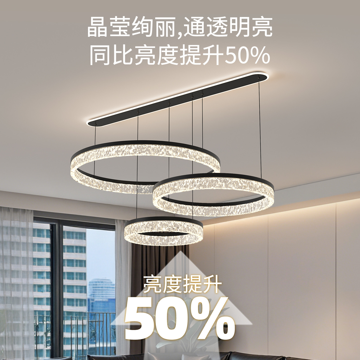 Lámpara de la sala de estar moderna minimalista italiana lujosa atmósfera de doble piso sala de alta gama hielo grieta creativa lámpara de cabello 440L