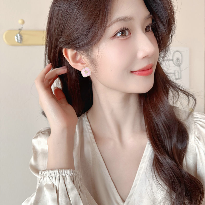 Fashionable geometric square small design sophisticated earrings