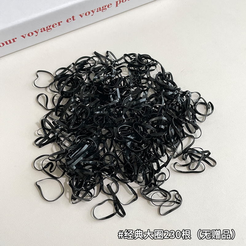 Banda de goma de las mujeres lazo del pelo engrosada banda de pelo desechable de alta elástico negro anillo de goma pequeña cuerda de pelo temperamento adulto