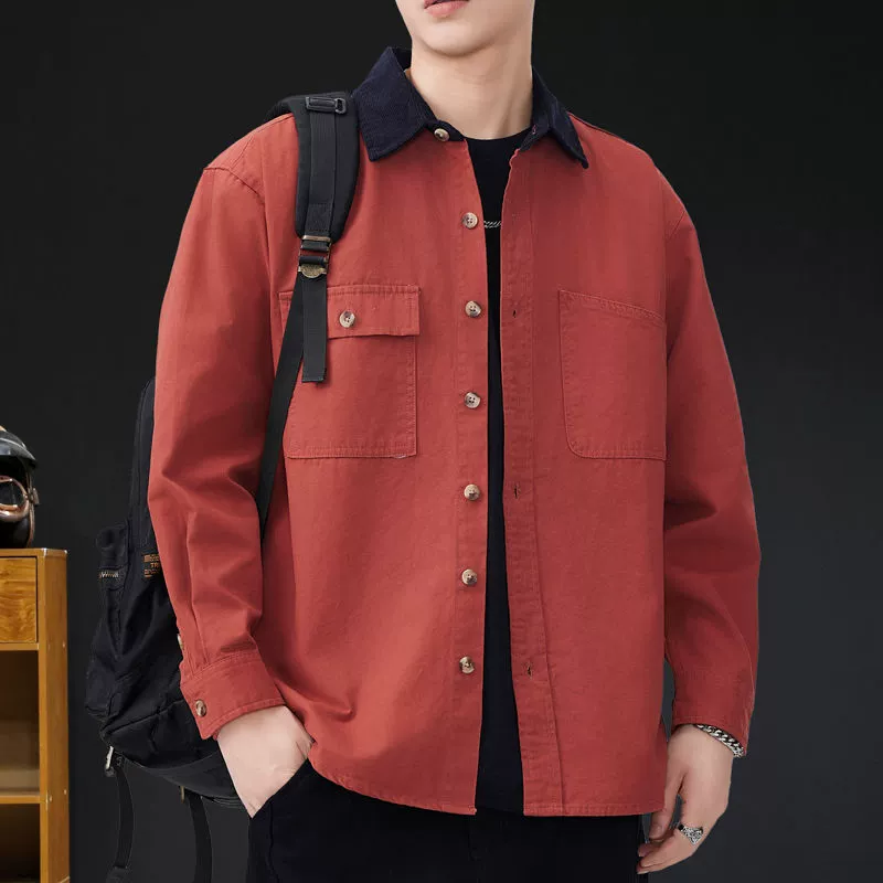 Американская рубашка мужская куртка с длинными рукавами весной 2025 новая рубашка высокого класса приливная одежда большой размер весна и осень Майрад