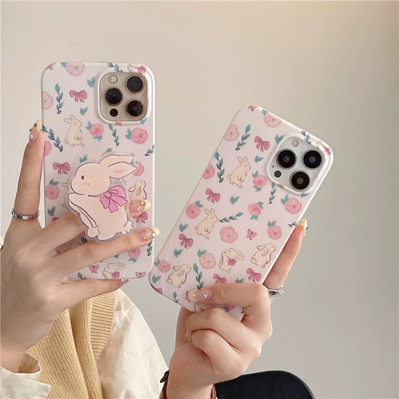 Яблоко, пурпурный кролик, трубка, iPhone 13, iPhone13 Pro, совместимый чехол, 14, 14promax, iphone