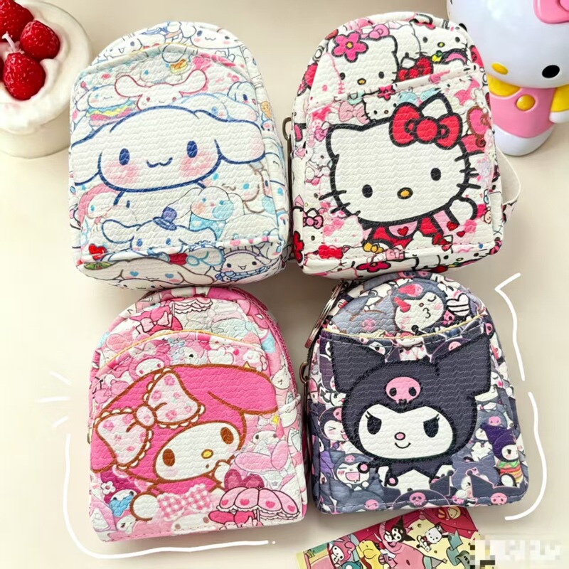 Sanrio Pu Small Backpack Style Cartoon Bluetooth Earphone Case Cute Coin Purse Keychain Accessory