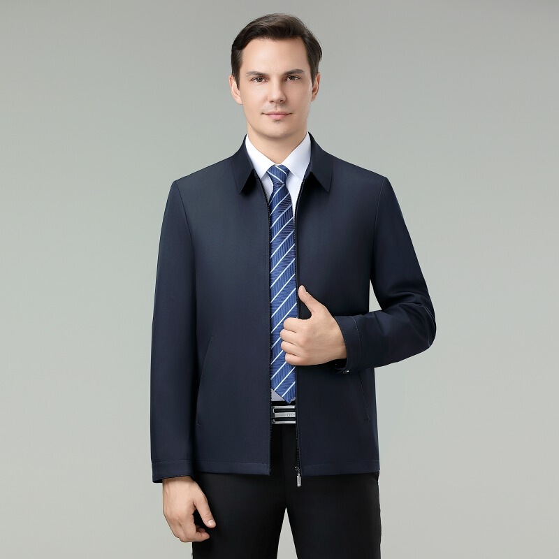Branded men's silk jacket 2026 new model business casual executive middle-aged men's coat wrinkle-free dad jacket Branded men's silk jacket 2026 new model business casual executive middle-aged men's coat wrinkle-free dad jacket