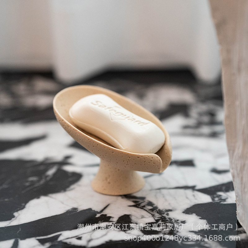 Jabonera de travertino con forma de hoja de loto para hotel, jabonera, estante para jabón, drenaje para baño, de alta gama, estilo ligero y lujoso, transfronterizo