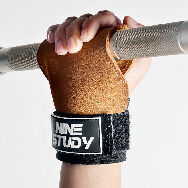 Asistencia de tracción dura con protector de palma de piel de vaca hombre pull-up muñeca barra horizontal pull-back agarre con protector de mano guante de mujer comercio exterior