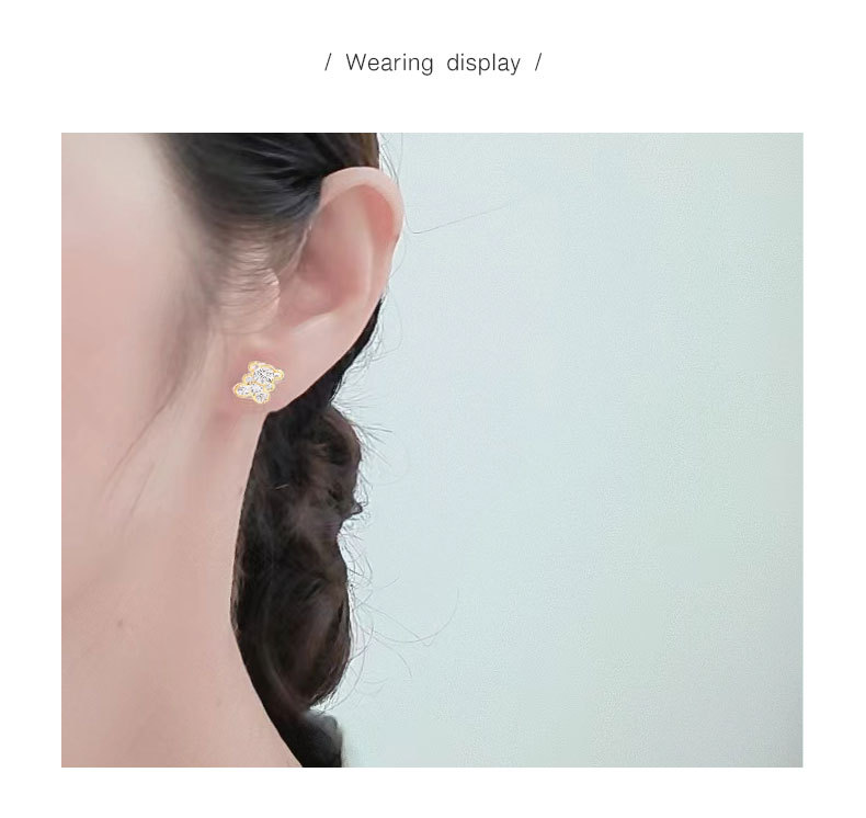 925 Sterling Silver Ear Needle Material 1 Pair 18K Gold Plated 925 Sterling Silver 925 Sterling Silver Earrings Bear Ear Studs