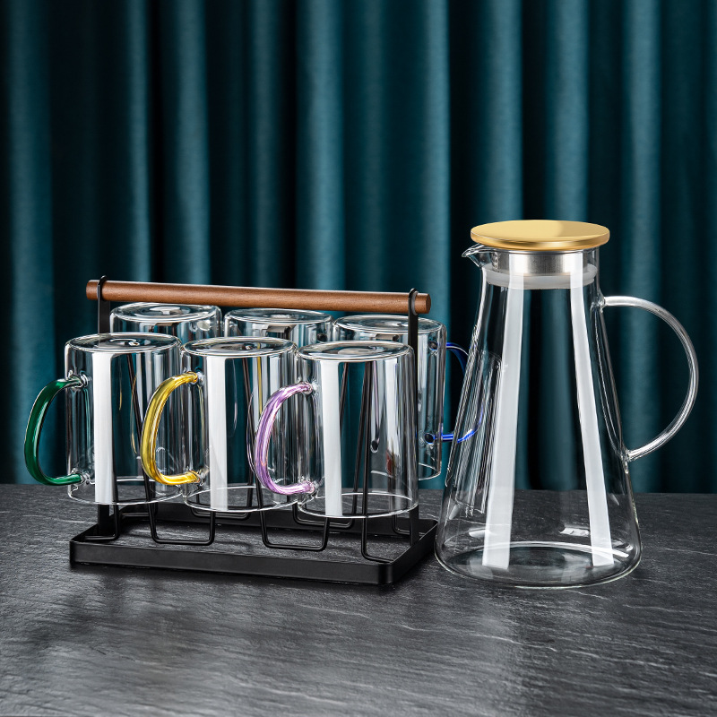 Taza de vidrio de alta sensación resistente al calor simple taza de leche taza de agua para beber taza de té verde sala de estar hogar set de agua